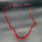 Vintage Red Beaded Necklace Mid Century Plastic Retro Jewelry Statement 36 Inch