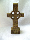 Irish Celtic Cross Cast Brass Ireland Souvenir   5  Tall   Shamrocks 