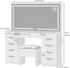 Vanity Desk 10 Drawers Makeup Glass Tabletop Mirror Led Lights W  Power Hub