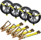 Car Tie Down Straps  Flat Hooks Lasso Style   2 x96  Webbing For Secure Tires