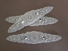 3 Diy Applique Parts Silver Clear Rhinestone Pearl Diy Trim