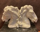 Vintage 1971 Iridescent White Horse Head Bookends Time Life Western Books Set
