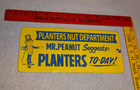 Vintage  planters Mr  Peanut Nut Department  9 5  Porcelain Metal Door Push Sign