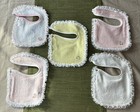 Baby Girl Bibs Lace Pink Yellow Newborn Cotton Terry Cloth Lot 5 Piece Set Usa