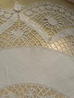 Antique Linen Bobbin Lace And Linen Table Topper White 41  Round