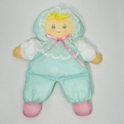 Baby Doll Plush Nylon Mint Green 12    Blonde Yarn Hair Lace Pink Ribbon Bow