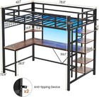 Loft Bed Twin Size With L Shaped Desk  Heavy Duty Metal Loft Bed Frame   Shelves