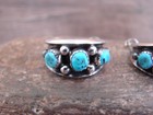 Native American Indian Sterling Silver   Turquoise 3 4  Hoop Earrings - Largo