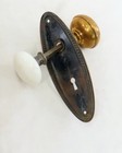 Antique Victorian Eastlake Brass Door Knob Set W Mortise Lock   Plate