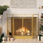 Barton 48  Fireplace Screen 3-panel Foldable Doors With 4-pieces Fireplace Tool