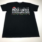 Funny Christmas Santa Beer T-shirt Mens Size Large Graphic Tee Short Sleeve Nwt
