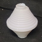 Antique 4  Lightning Rod Ball Ribbed Horizontal Rings Milk Glass Faded Lavender