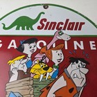 Vintage Sinclair Porcelain Sign - Flintstones Cave Man Gasoline Gas Station Sign