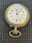 Vintage Swiss Pocket Watch Ornate Hinged Case Back 44mm Runs