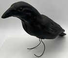 Vintage Black Crow Decoy Glass Eyes Antique Hunting Bird Papier Paper Mache