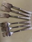 Six Sterling Silver Handles Dinner Forks Etched 