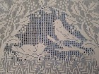 Antique Mary Card  holly   Bird  Centrepiece  1931 Design Filet Hand Crochet