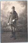 Wwi Austrian Soldier Fur Collar Sword Rppc Real Photo Postcard
