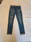 Levis 711 Skinny Jeans Womens 24 Blue Medium Wash Distressed Raw Hem Denim Pants