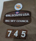 Vintage 88-89 Girl Scouts Sash With Badges Pin Big Sky Montana 