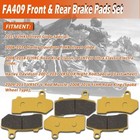 Fa409 Front   Rear Brake Pads For 2008-2018 Harley Davidson Flhx Street Glide 