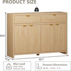 Fluted Sideboard Buffet Cabinet W  Storage   Large Drawers 55  W Credenza