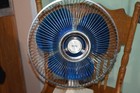 Vtg Lasko Osc  Fan Clear Blue Blades Table Top 3 Speed Type 12-1 Works Great 
