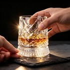 Spinning Whiskey Glasses Set Of 4  9 5 Oz Smooth Rotating Bases  Gift Box
