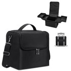 Large Makeup Train Case  4-tier Travel Storage Box  Adjustable Dividers For Nail