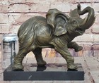 Walking African Elephant Statue Art Deco Figurine Bronze Sculpture Home Decor