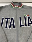 Italia National Team Soccer Football Track Athletic Zip-up Jacket Gray Tricolore
