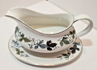 Vtg Royal Doulton Burgundy Gravy Boat Sauce Boat With Attached Underplate