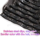 Double Drawn Thick Clip In Remy Human Hair Extensions Double Weft Full Head 8pcs