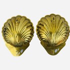 Vtg Dowco Scallop Shell Brass Wall Candle Sconces Set Of 2 Hollywood Regency