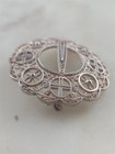 Vintage Solid Sterling Silver Filigree Crosses Brooch Pin 8 Grams