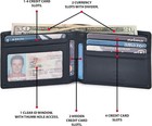 Real Leather Mens Bifold  Wallet  Rfid  Blocking  Slim  Minimalist Front  Pocket