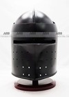 Halloween Black Antique Medieval Knight Crusader Steel Armor Helmet Larp Cosplay