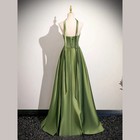 Green Satin Strapless Prom Dresses Sweetheart Lace Up Back Party Evening Gowns