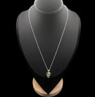 Silver Cage Pendant With Salvaged Green Uranium Glass Bead On Silver Chain