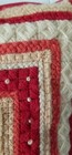 Needlepoint Sampler Stitch Pillow Concentric Square Red Cream 12  Boho Kitschy