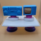 3 Vintage Zima Barbie Fashion Doll Furniture Items table  Boom Box    Television