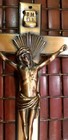 Vintage Parsons  Curved Bronze Crucifix Casket Topper  14 x8 