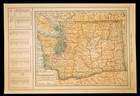 Vintage Washington Railroad Map State Wall Art Old Original Antique Dated 1925