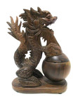 Carved Wood Dragon Incense Burner Ashtray Asian Oriental 9  Vintage