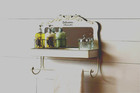 Bathroom Wall Organizer With Mirror And Hooks  Rustic Tin- Sale