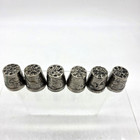 Miniature Pewter Animal Thimbles Lot Of 6 Sewing Collectible Silver Tone Decor