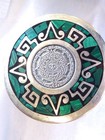 Vtg Mexico Sterling Mexico Stg Silver 35 Tgr  Malachite  Pill trinket Box