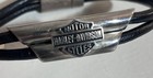 Harley Davidson Leather Bracelet Strap Buckle Logo Black Silver