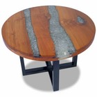Solid Teak Wood Coffee Table Resin Handmade Paint Finish Side End Couch