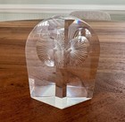 Hoya Crystal Owl Paperweight Figure Mcm Vintage Made In Japan Mint